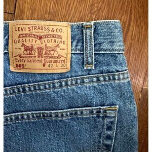 Vintage 1990s 505 Levis Mens Jeans (42x30) 100% Cotton Classic Straight